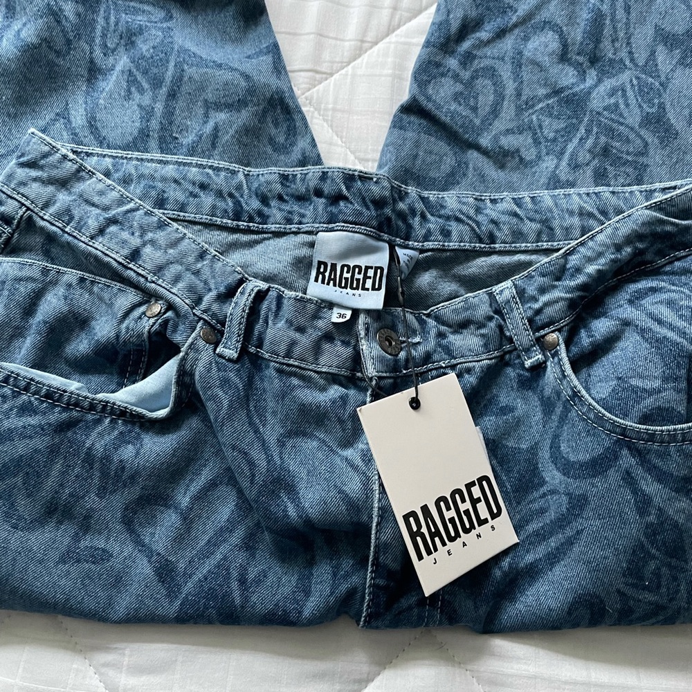 Demin Printed Heart Mom Jean